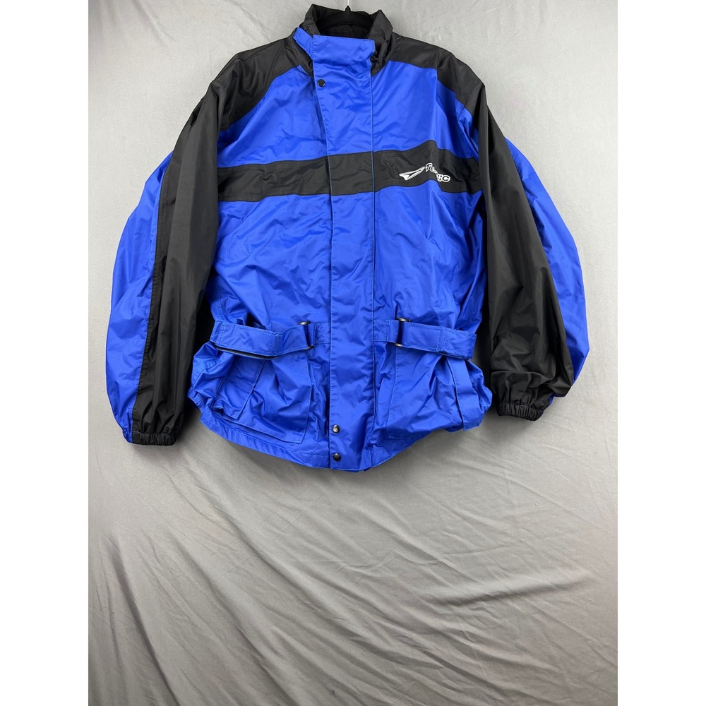 Teknic Motorcycle Jacket Mens XL Blue Black Windbreaker Mesh Reflective Good